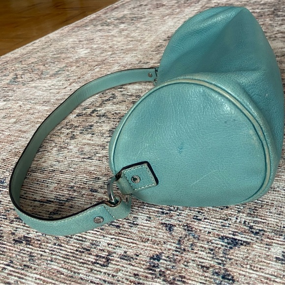 🛑SOLD Kate Spade Vintage 90s Y2K Aqua Leather Barrel Shoulder Bag - Picture 12 of 12